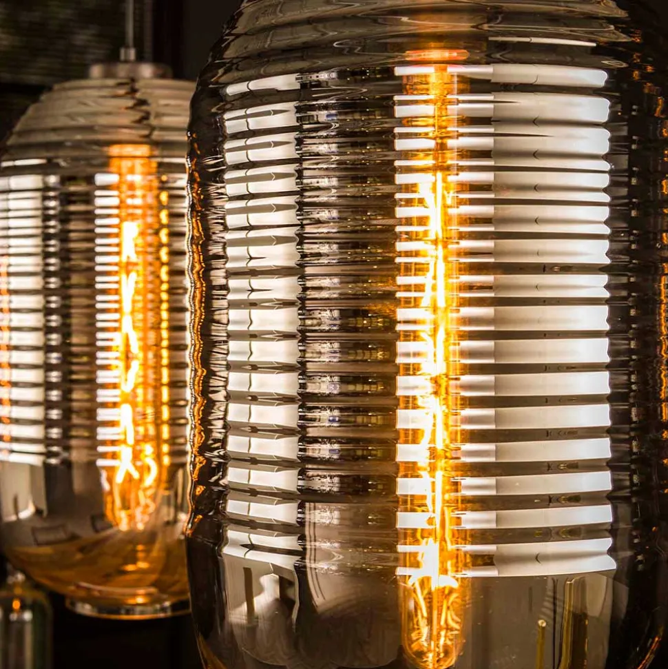 Retro Hängeleuchte mit Glas Schirmen in Chrom - Tornado