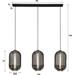 Retro Hängeleuchte mit Glas Schirmen in Chrom - Tornado