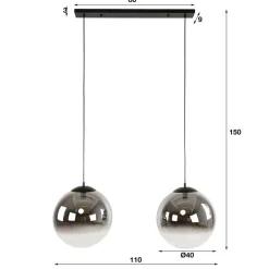 Retro Hängeleuchte mit zwei Kugelschirmen - Macy