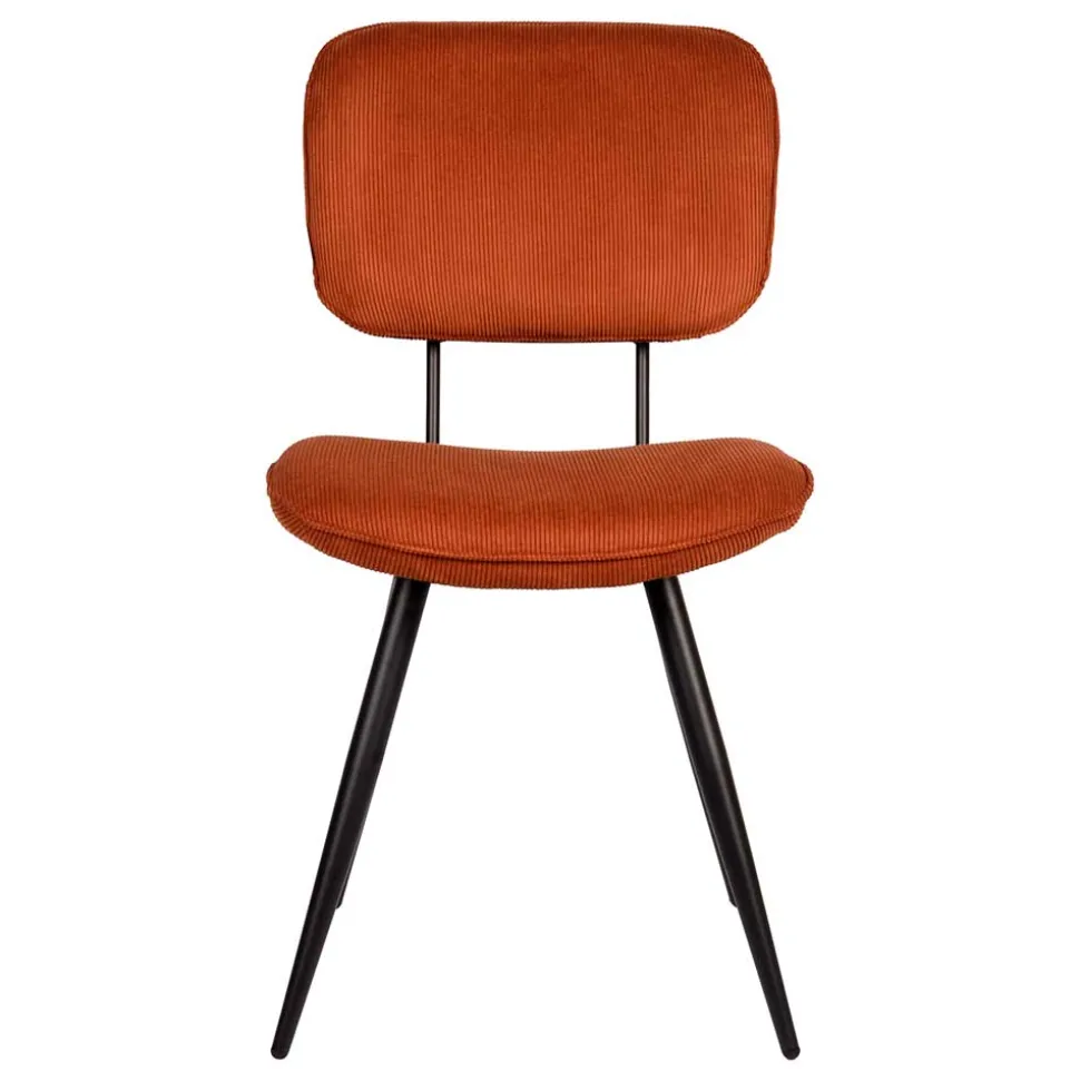 Retro Küchenstuhl in Rost Braun Cord-Bezug - Candeloco (2er Set)