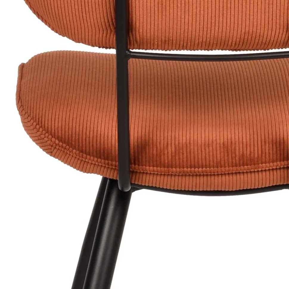 Retro Küchenstuhl in Rost Braun Cord-Bezug - Candeloco (2er Set)