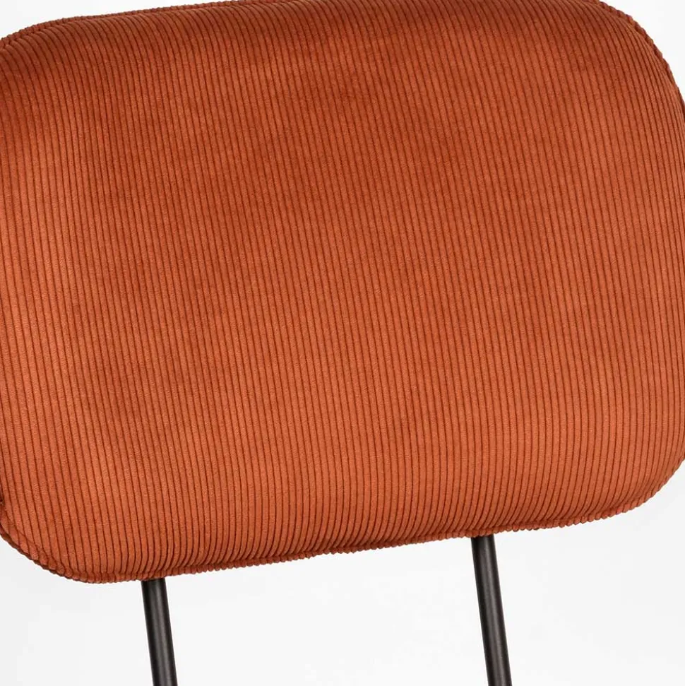 Retro Küchenstuhl in Rost Braun Cord-Bezug - Candeloco (2er Set)