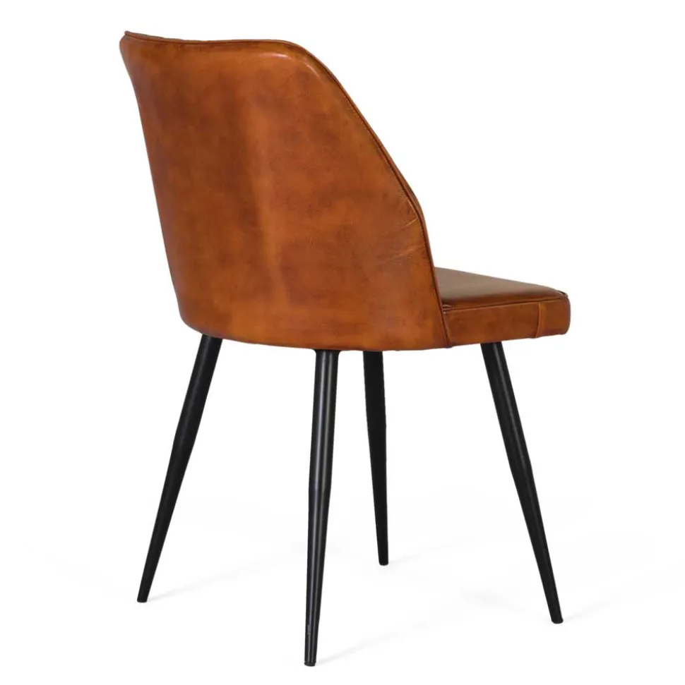 Retro Lederstuhl in Cognac Braun - Valtte