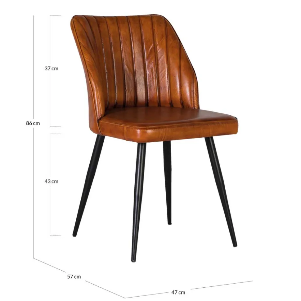 Retro Lederstuhl in Cognac Braun - Valtte