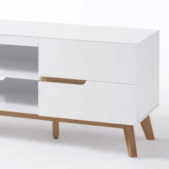 Retro Lowboard für Fernseher Valezianos in Weiß