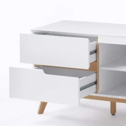 Retro Lowboard für Fernseher Valezianos in Weiß