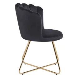 Retro Muschelstühle in Schwarz Samt - Rubins (2er Set)