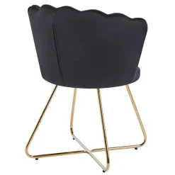 Retro Muschelstühle in Schwarz Samt - Rubins (2er Set)