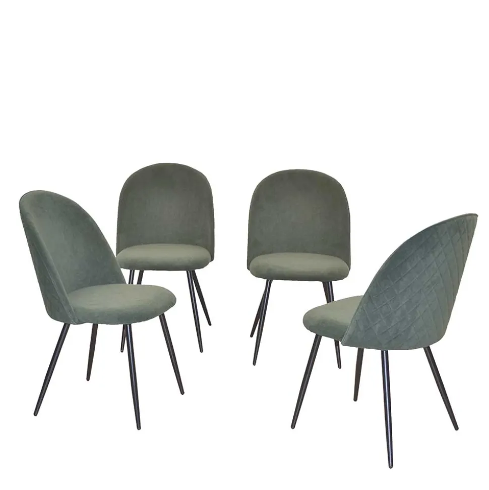 Retro Polsterstühle in Oliv Grün - Perry (4er Set)