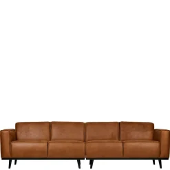 Retro Recyclingleder Couch in Braun Cognac - Lasha