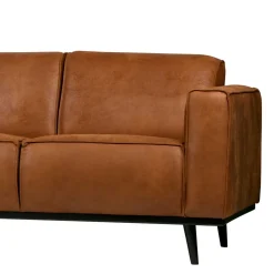 Retro Recyclingleder Couch in Braun Cognac - Lasha