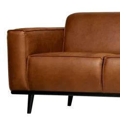 Retro Recyclingleder Couch in Braun Cognac - Lasha