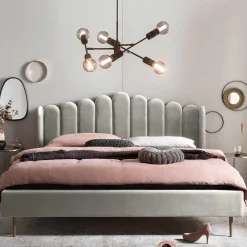 Retro Samtbett in Beige - Curomma