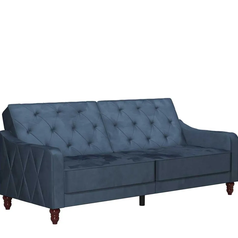 Retro Schlafsofa in Blau und Nussbaum Braun - Ziovarica