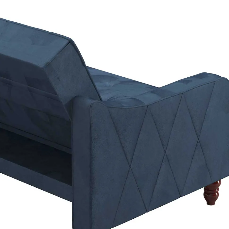 Retro Schlafsofa in Blau und Nussbaum Braun - Ziovarica