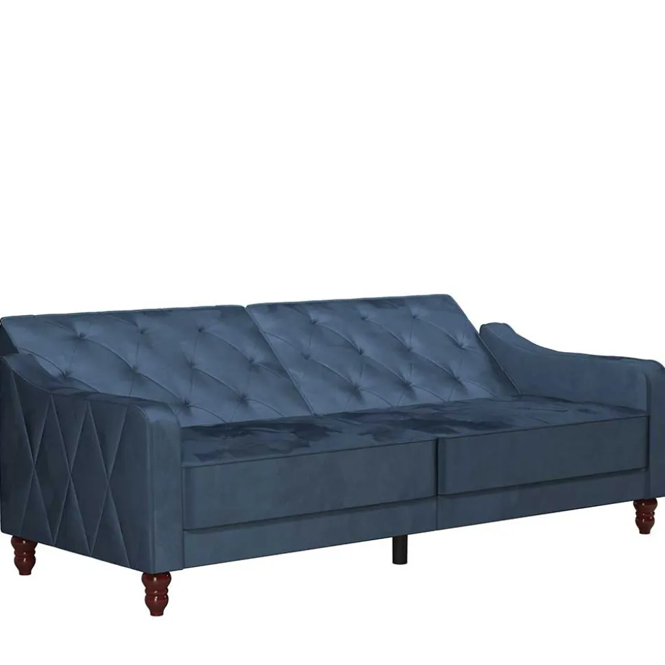 Retro Schlafsofa in Blau und Nussbaum Braun - Ziovarica