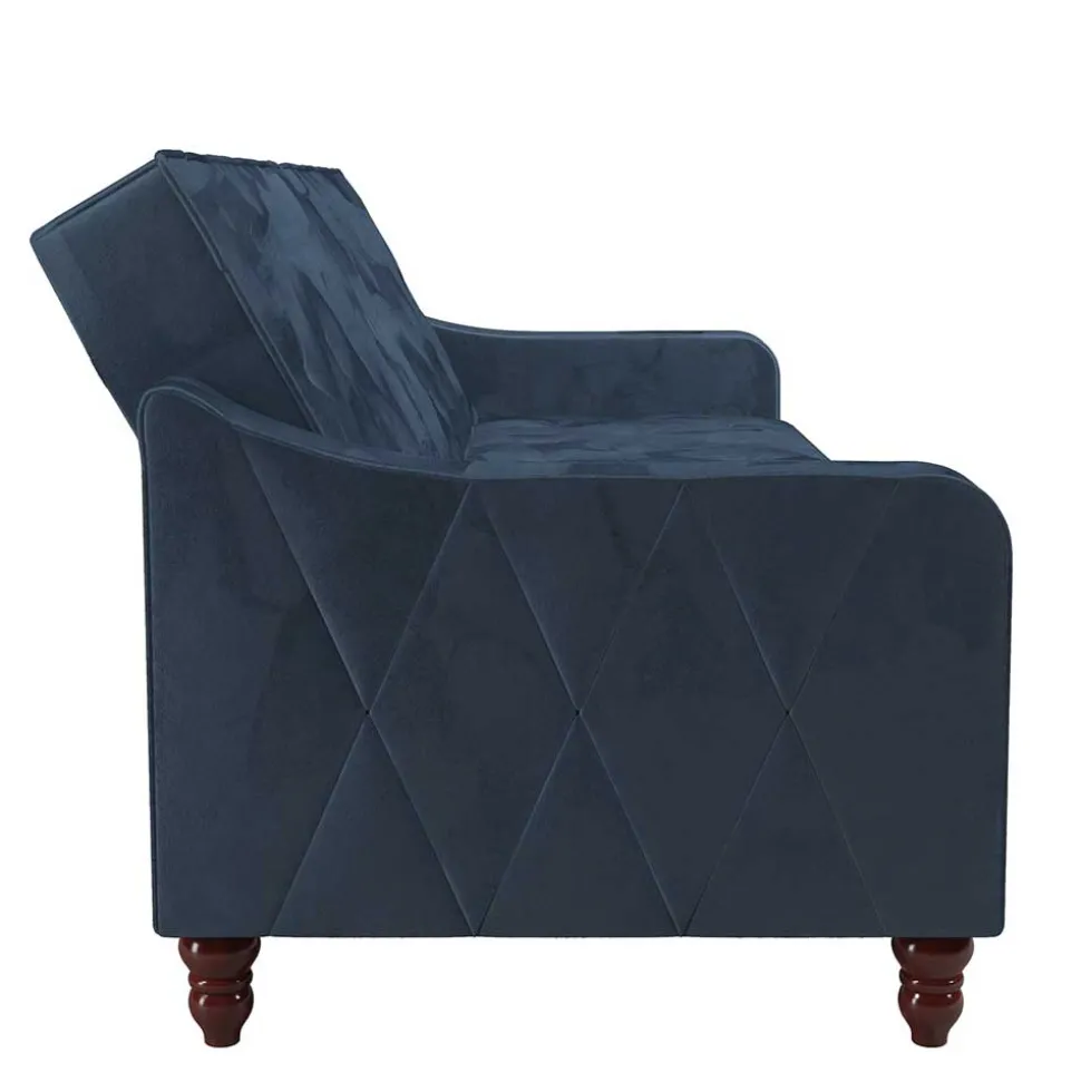 Retro Schlafsofa in Blau und Nussbaum Braun - Ziovarica