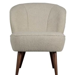 Retro Sessel aus Webplüsch in Off-White - Phinia