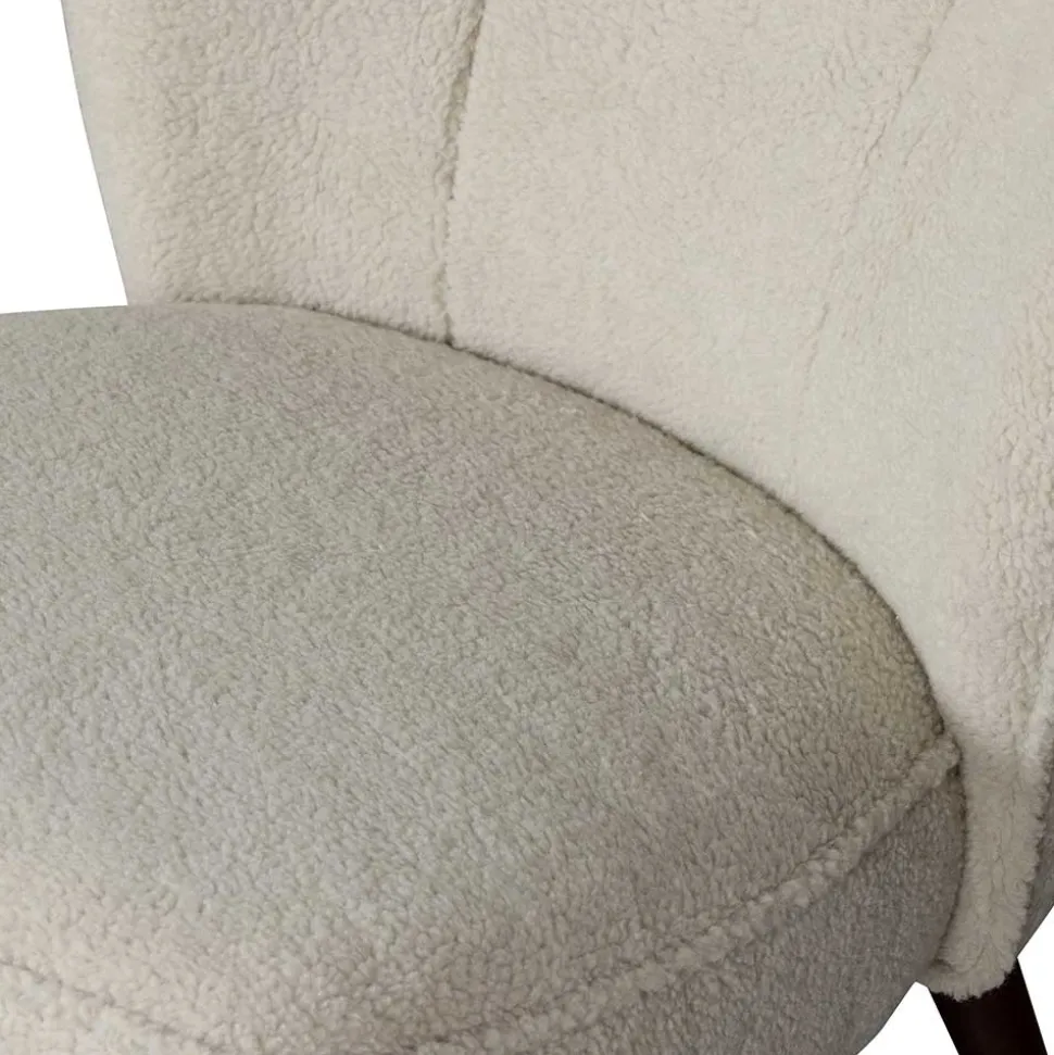 Retro Sessel aus Webplüsch in Off-White - Phinia