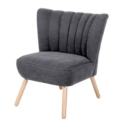 Retro Style Sessel in Anthrazit Velours - Valentino