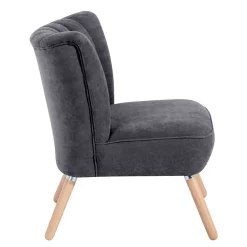 Retro Style Sessel in Anthrazit Velours - Valentino