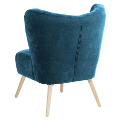 Retro Style Wohnzimmersessel in Petrol Velours - Etura