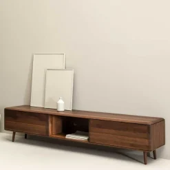 Retro TV Element aus Nussbaum Massivholz - Rivossa