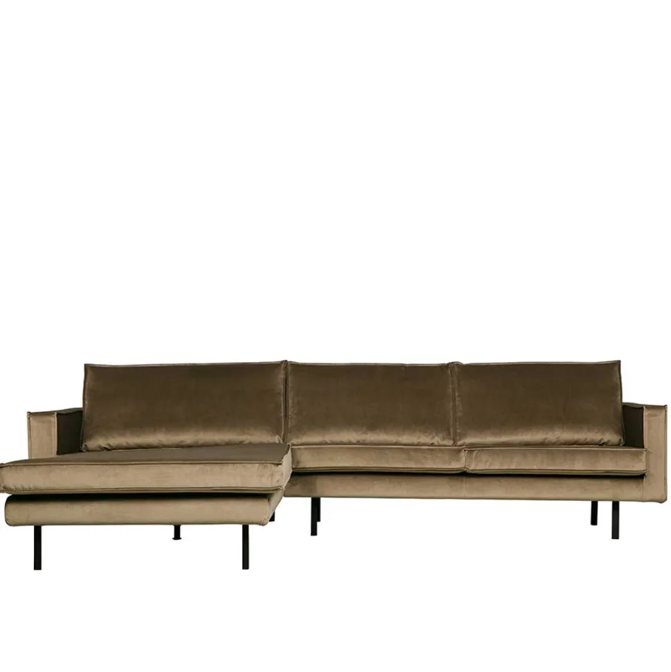 Retro Velvet Ecksofa in Taupe - Museo