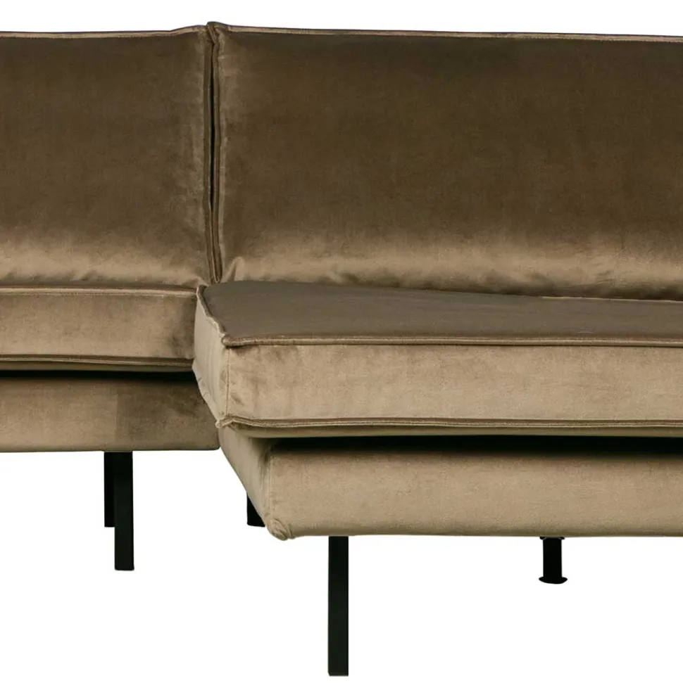 Retro Velvet Ecksofa in Taupe - Museo