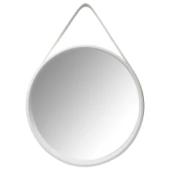 Retro Wandspiegel mit Kunstleder in Weiß - Composia