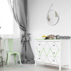 Retro Wandspiegel mit Kunstleder in Weiß - Composia