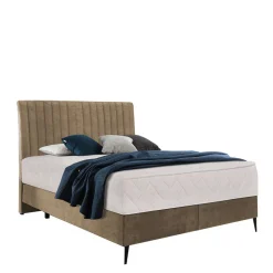 Retrodesign Boxspringbett in Beige Velours - Hannah