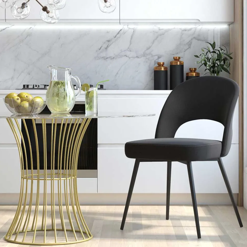 Retrostuhl in Schwarz Samt - Magan