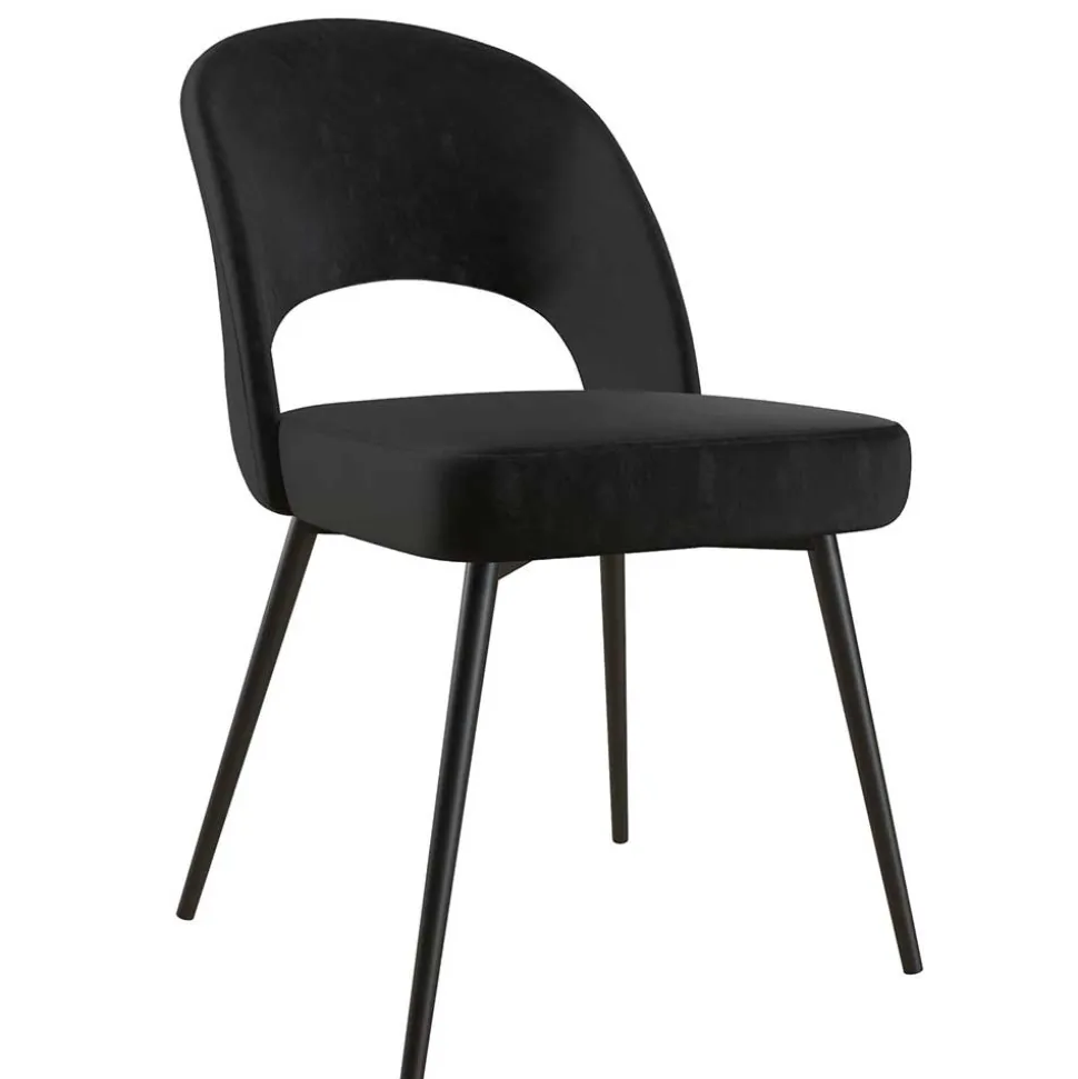 Retrostuhl in Schwarz Samt - Magan