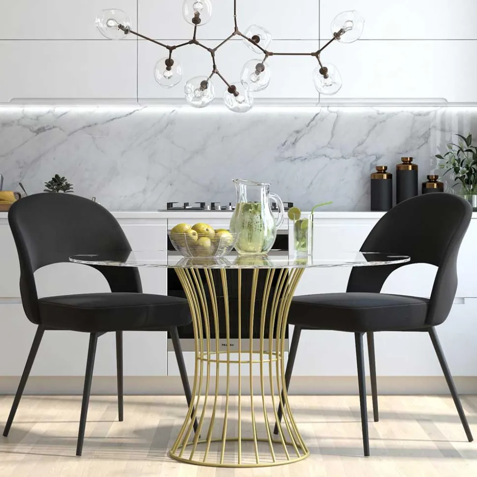 Retrostuhl in Schwarz Samt - Magan