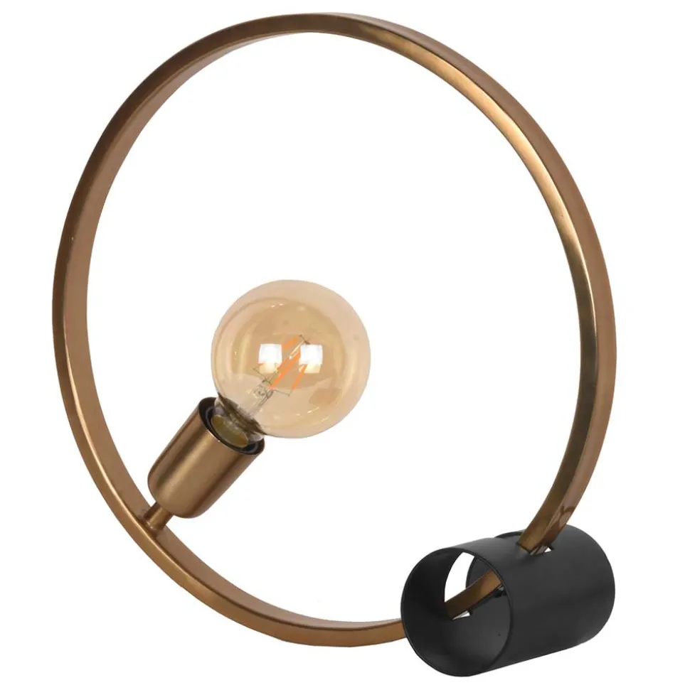 Ringförmige Tischlampe in Gold & Schwarz - Tobago