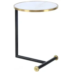 Rollbarer Anstelltisch in Weiß & Gold & Schwarz - Tonnato