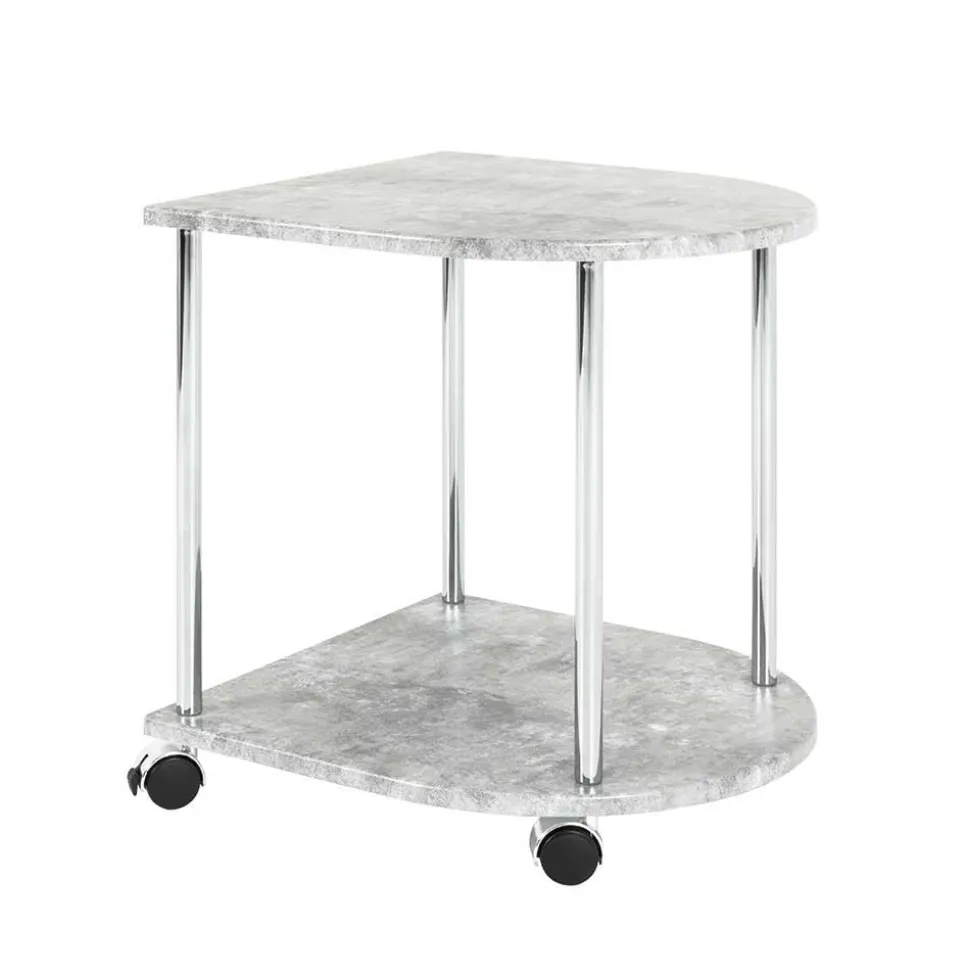 Rollbarer Beistelltisch in Beton Optik Stephanie & Chrom