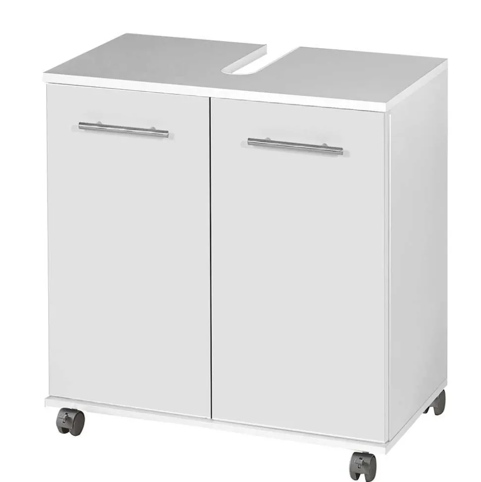 Rollbarer Waschbeckenunterschrank in Weiß - Amassa
