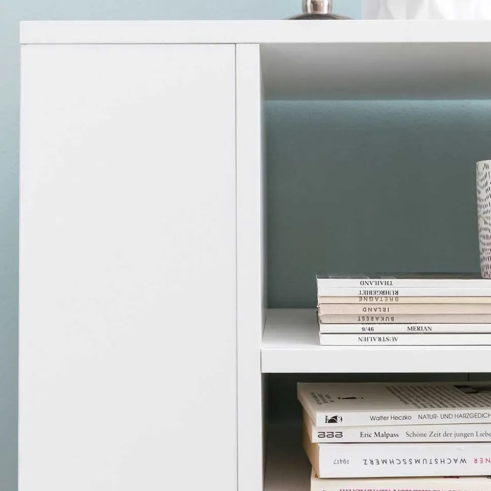 Rollbares Regal in Weiß beschichtet - Arletta