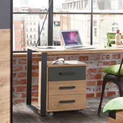 Rollcontainer in Plankeneiche & Dunkelgrau - Uletria