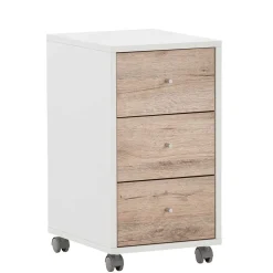 Rollcontainer in Weiß und Wildeiche - Laganzo