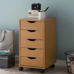 Rollcontainer mit 5 Schubladen in Buche - Livisica