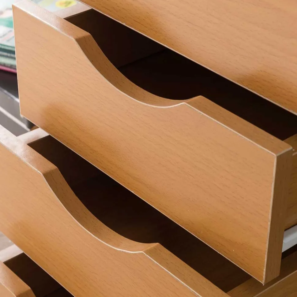 Rollcontainer mit 5 Schubladen in Buche - Livisica