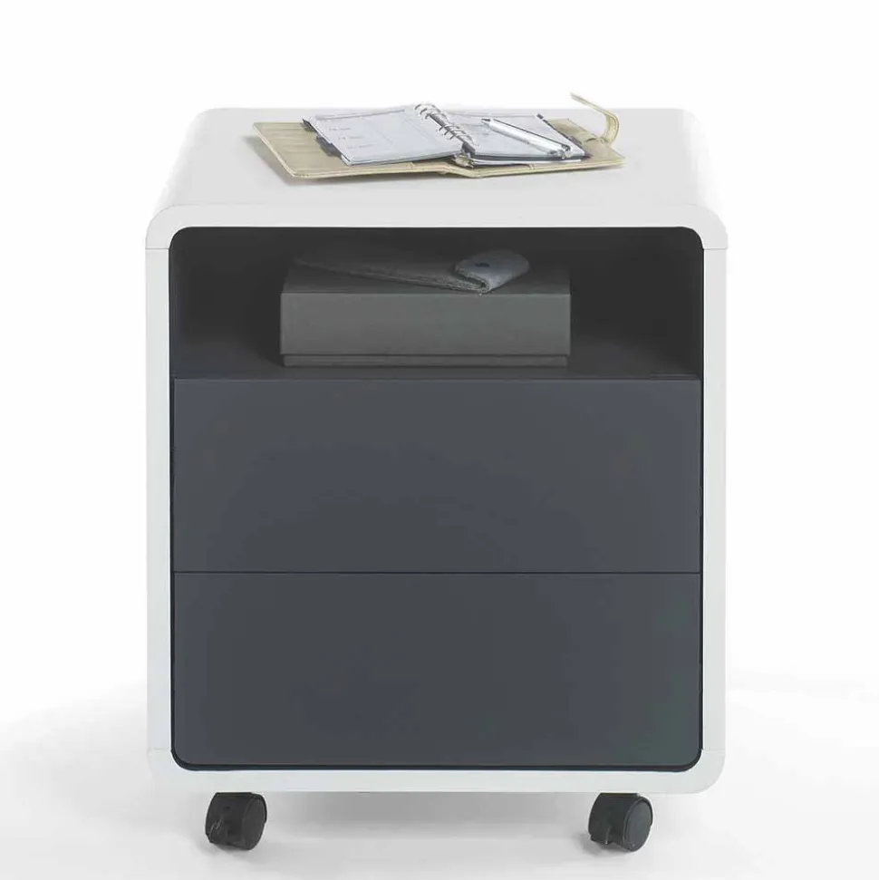 Rollcontainer Mondsieur in Weiß Anthrazit