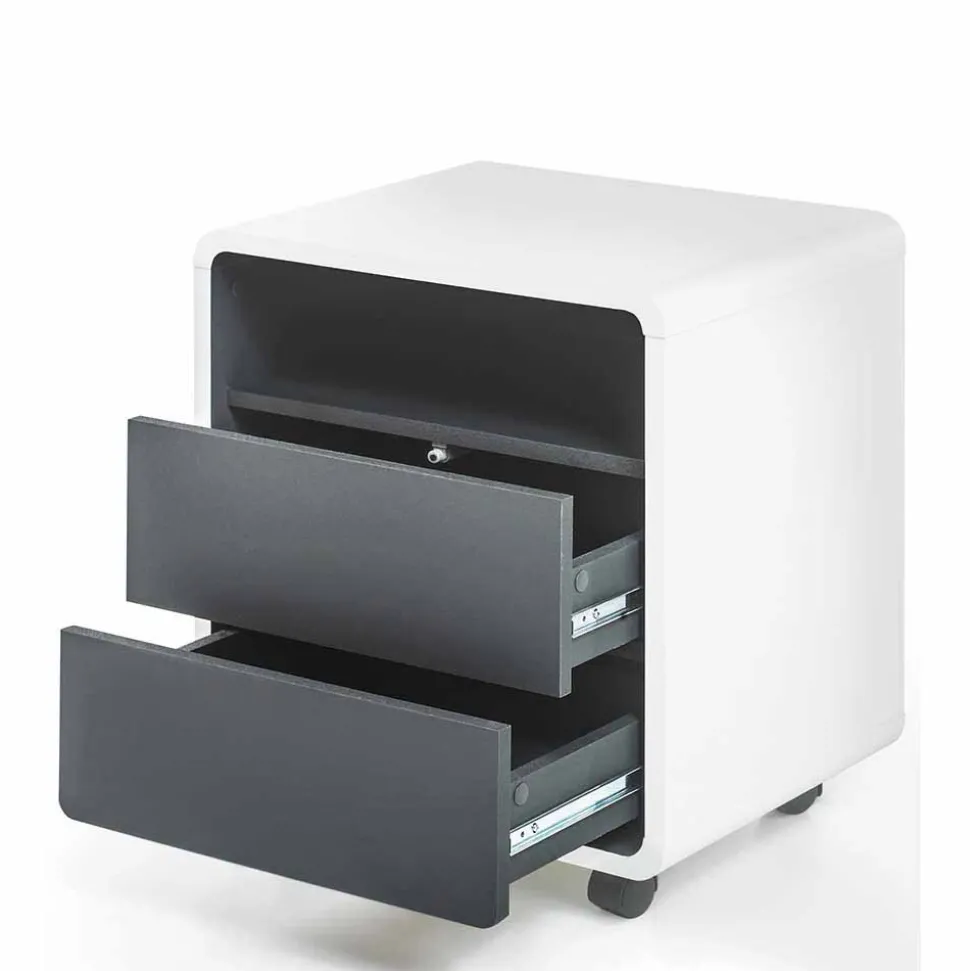 Rollcontainer Mondsieur in Weiß Anthrazit