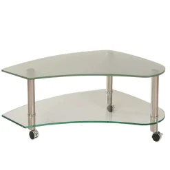 Rollen Couchtisch Locondra mit Glasplatte