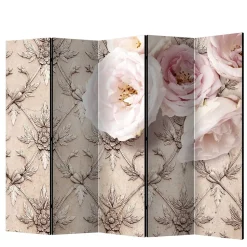 Romantisch bedruckter Paravent mit Blüten Motiv - Benns