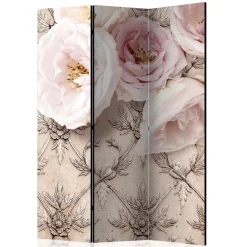 Romantisch bedruckter Paravent mit Blüten Motiv - Benns