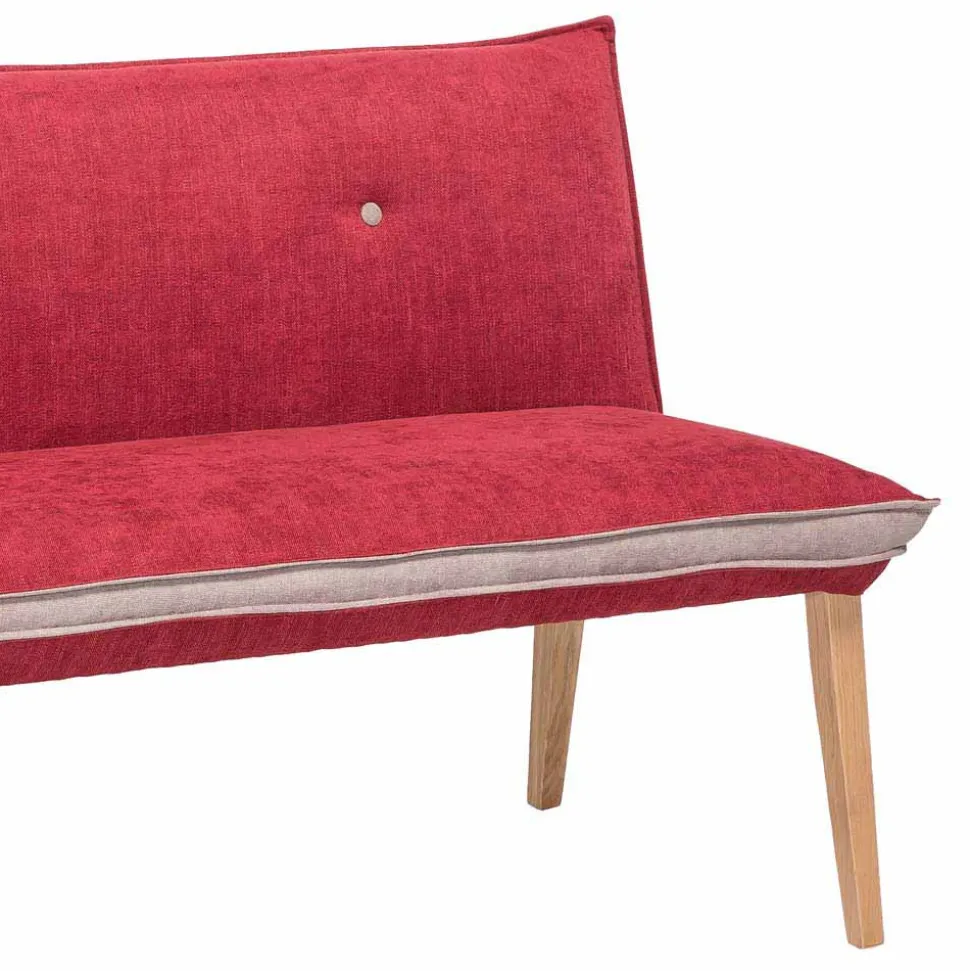 Rote Esszimmerbank mit Rückenlehne Laudion & Massivholz Eiche